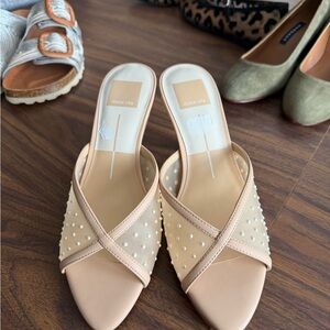 Dolce Vita Pearl Mesh Mule Heels – Nude – Size 6.5 – New